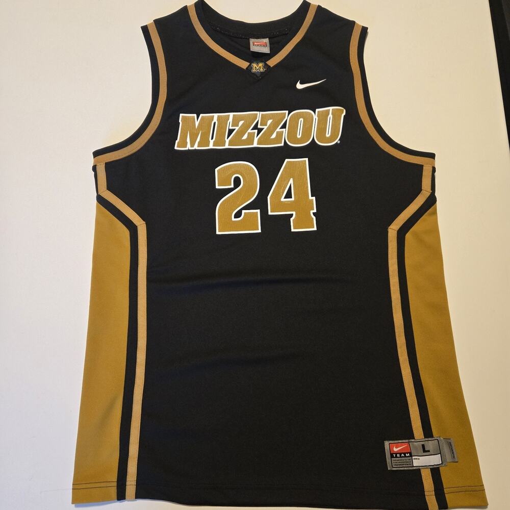 Vintage Nike Mizzou Missouri Tigers Basketball Jersey 24 Black Gold Men's Large